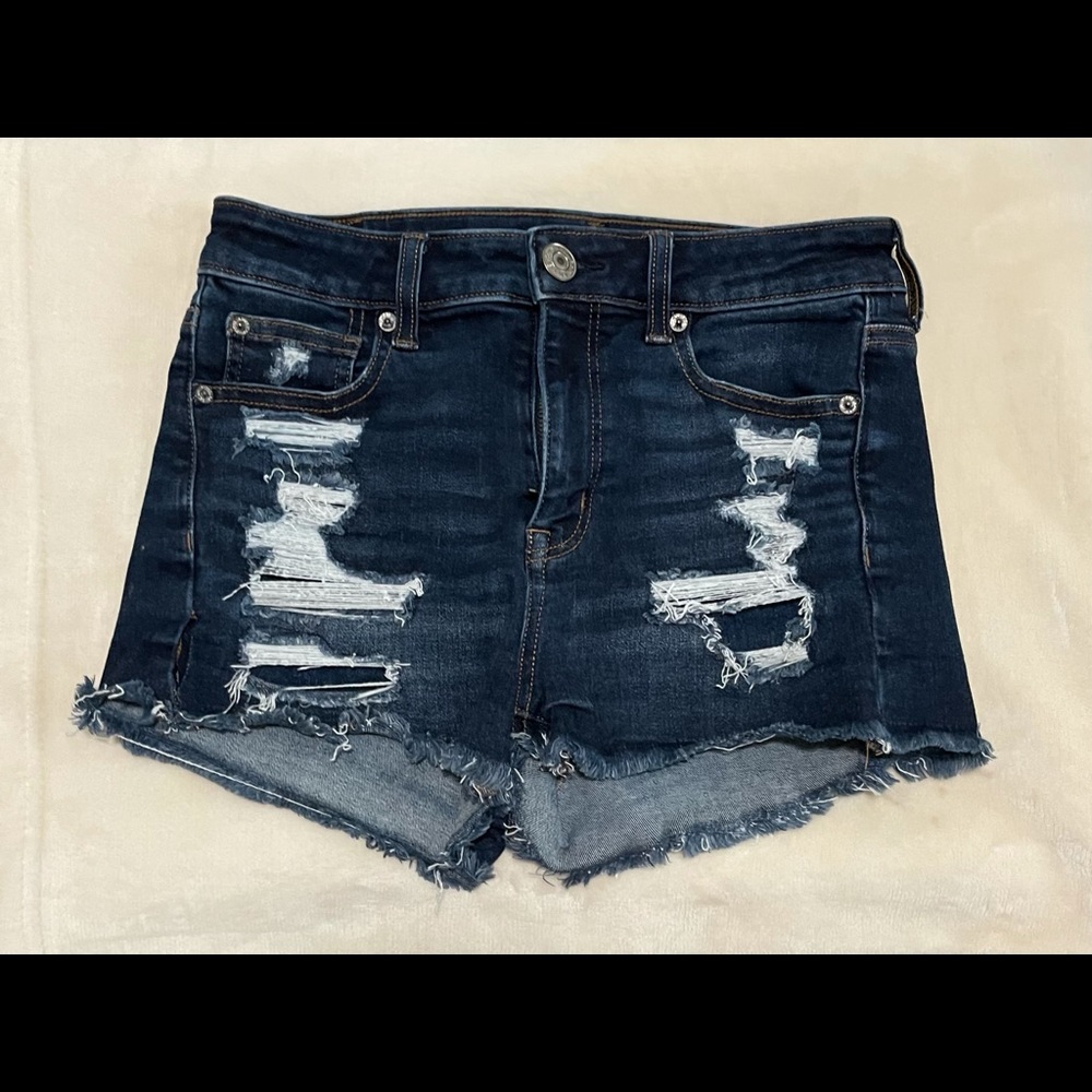 American Eagle High Rise Dark Wash Denim Shorts